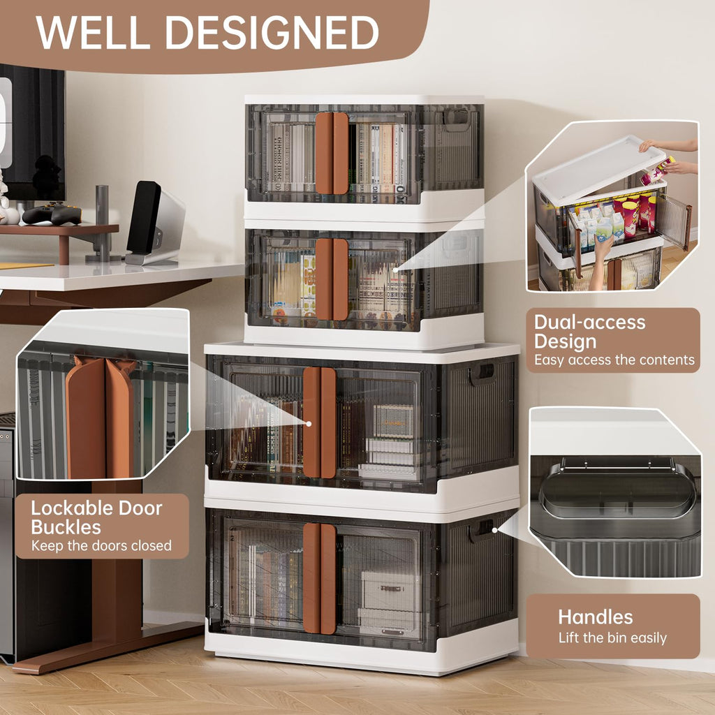 HAIXIN 45L Stackable Storage Box with Lids – Foldable Plastic Organiser