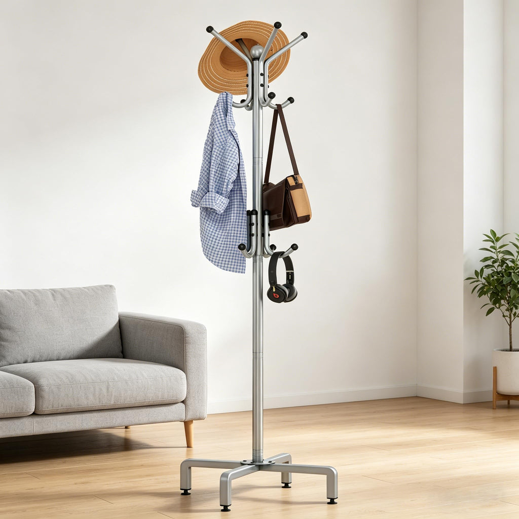 chunyangjingpin Coat Rack Stand with Adjustable Square Feet & Decorative Ball, 178 x 54 x 40cm Metal Coat Tree - image 2
