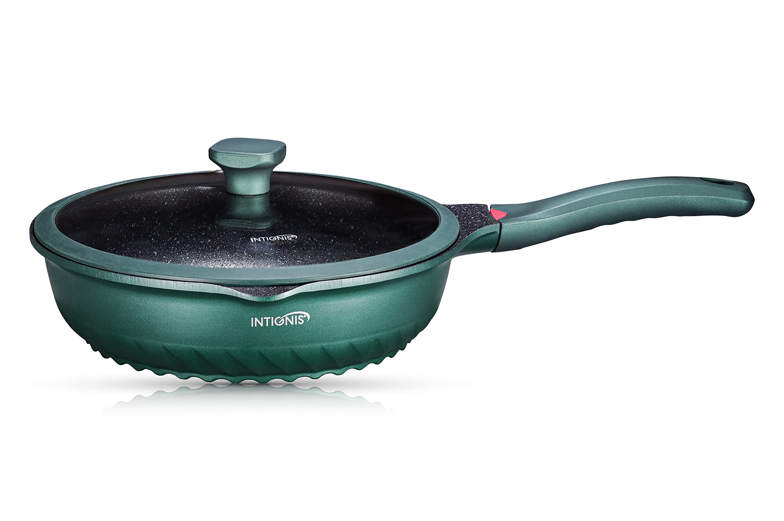 INTIGNIS 3-in-1 Deep Non-Stick Frying Pan with Lid | 28cm Ceramic Skillet