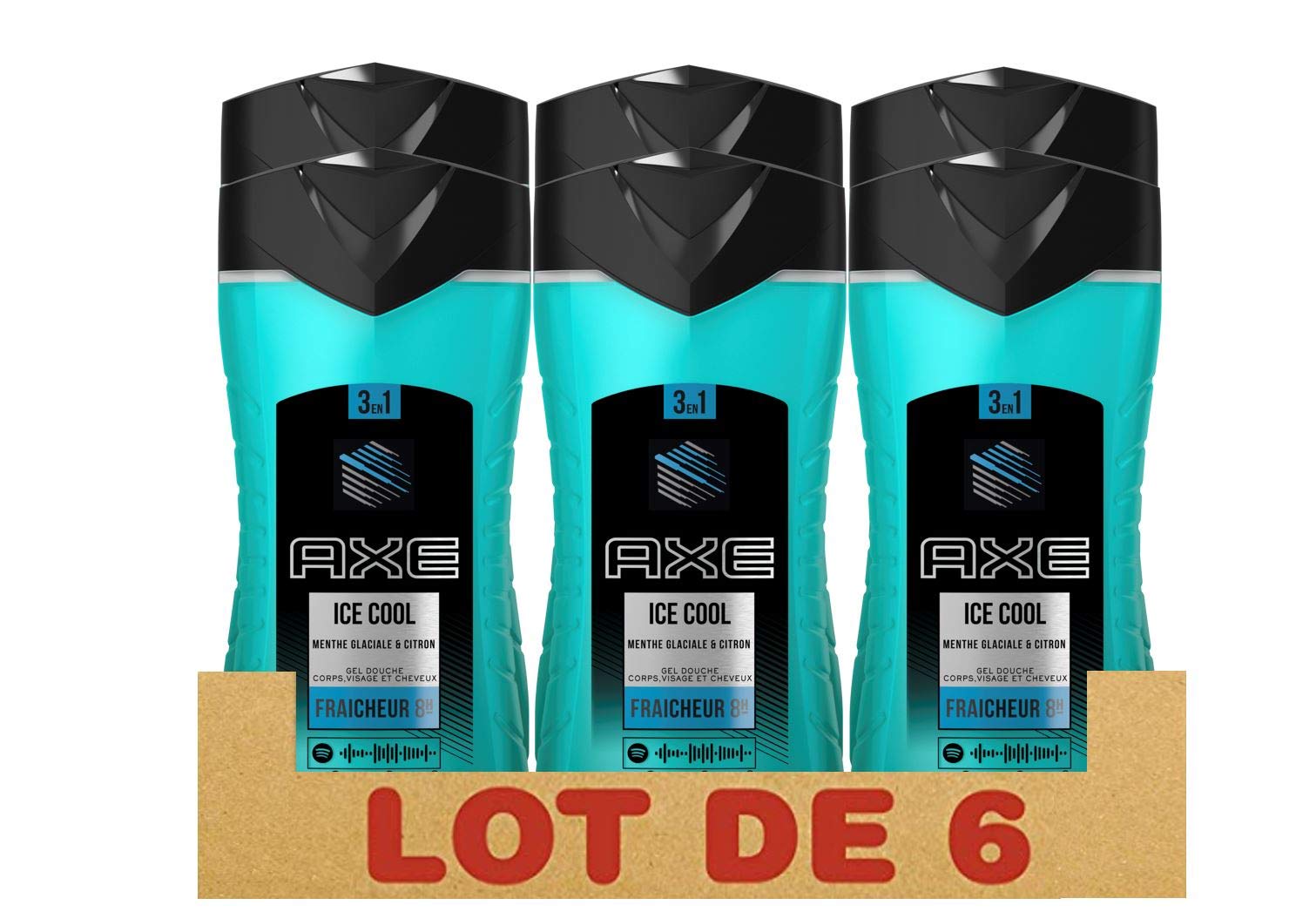 Axe Ice Cool Men's Shower Gel - Refreshing Ice Mint & Lemon (Pack of 6)