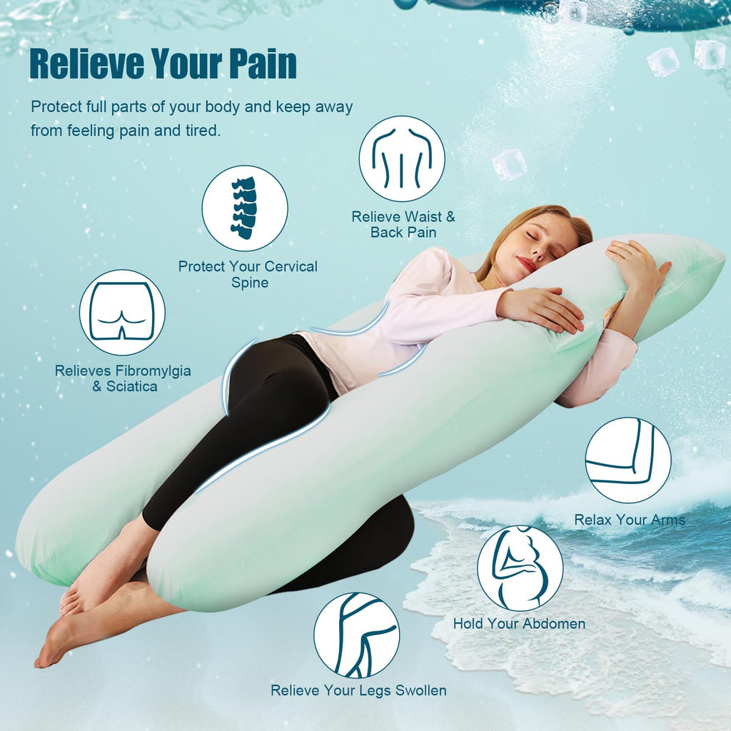 Chilling Home Cooling Pregnancy Pillow | 55" U-Shaped Jersey Body Pillow