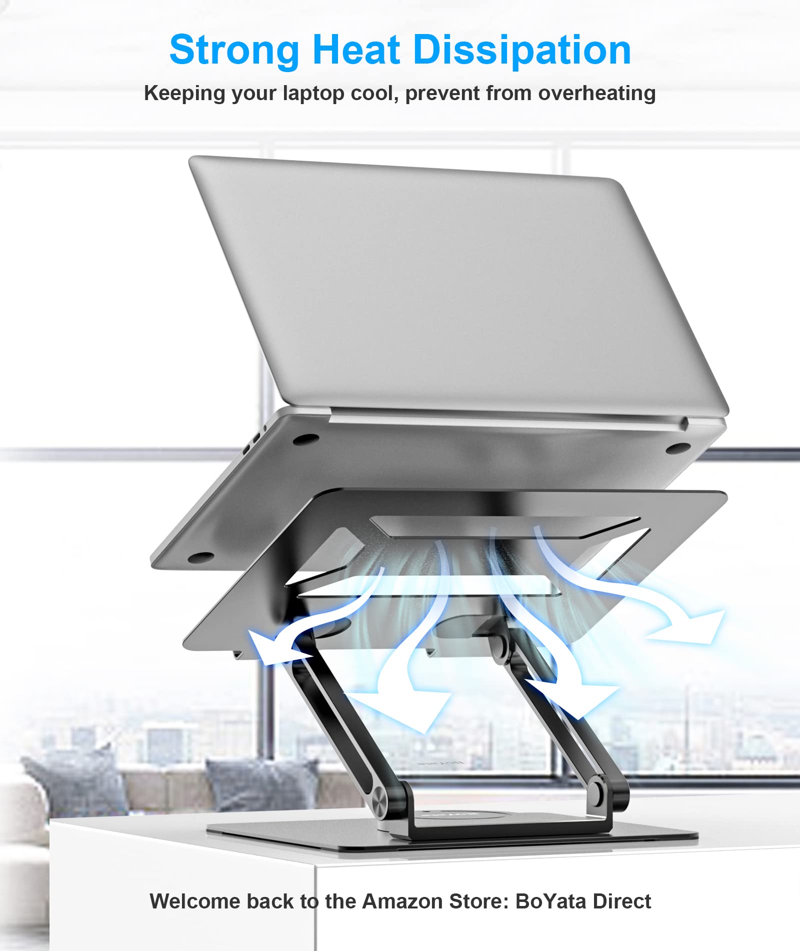 BoYata Laptop Stand | 360° Rotating Adjustable Ergonomic Desk Riser