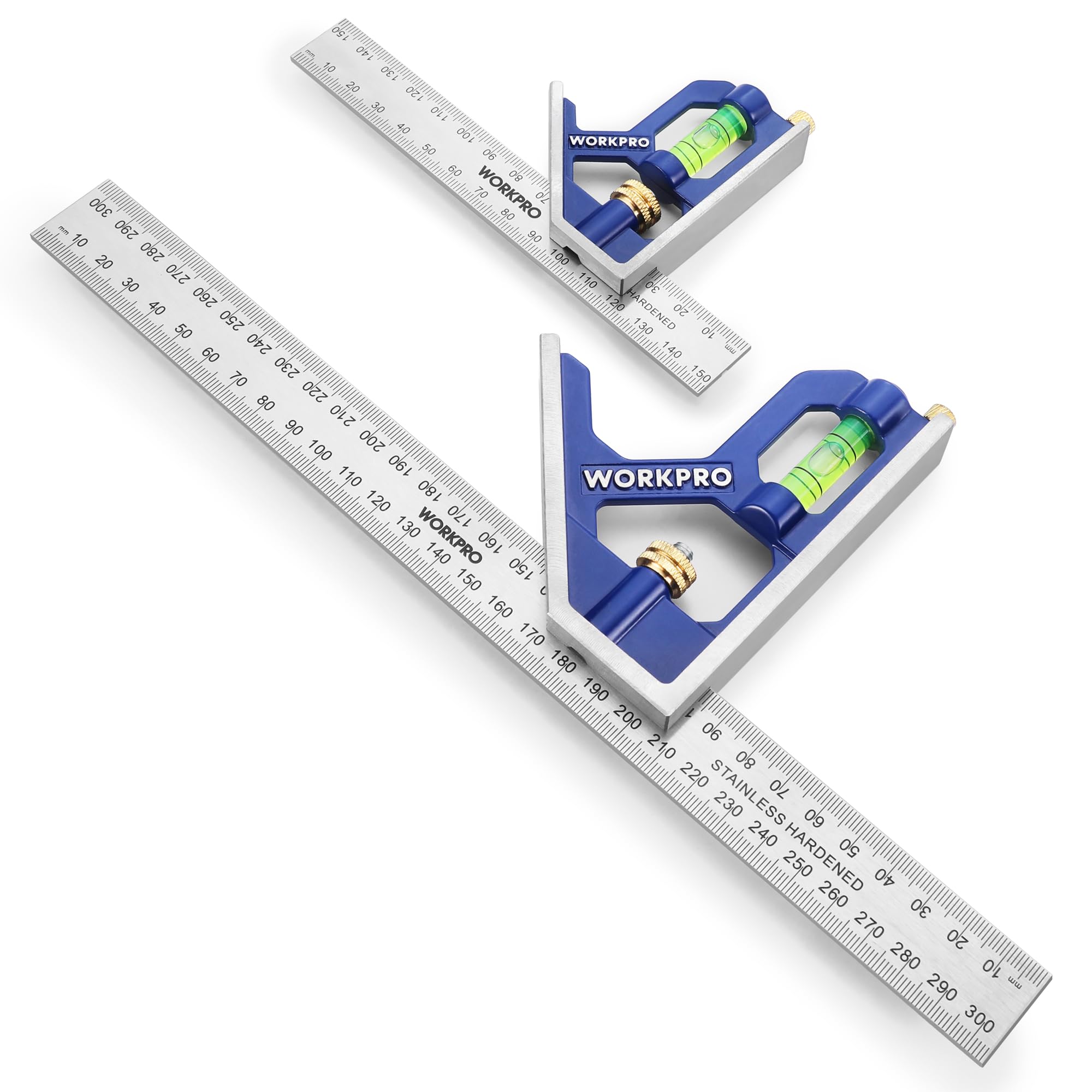 WORKPRO Combination Square Set - 150 & 300mm Stainless Steel Ruler