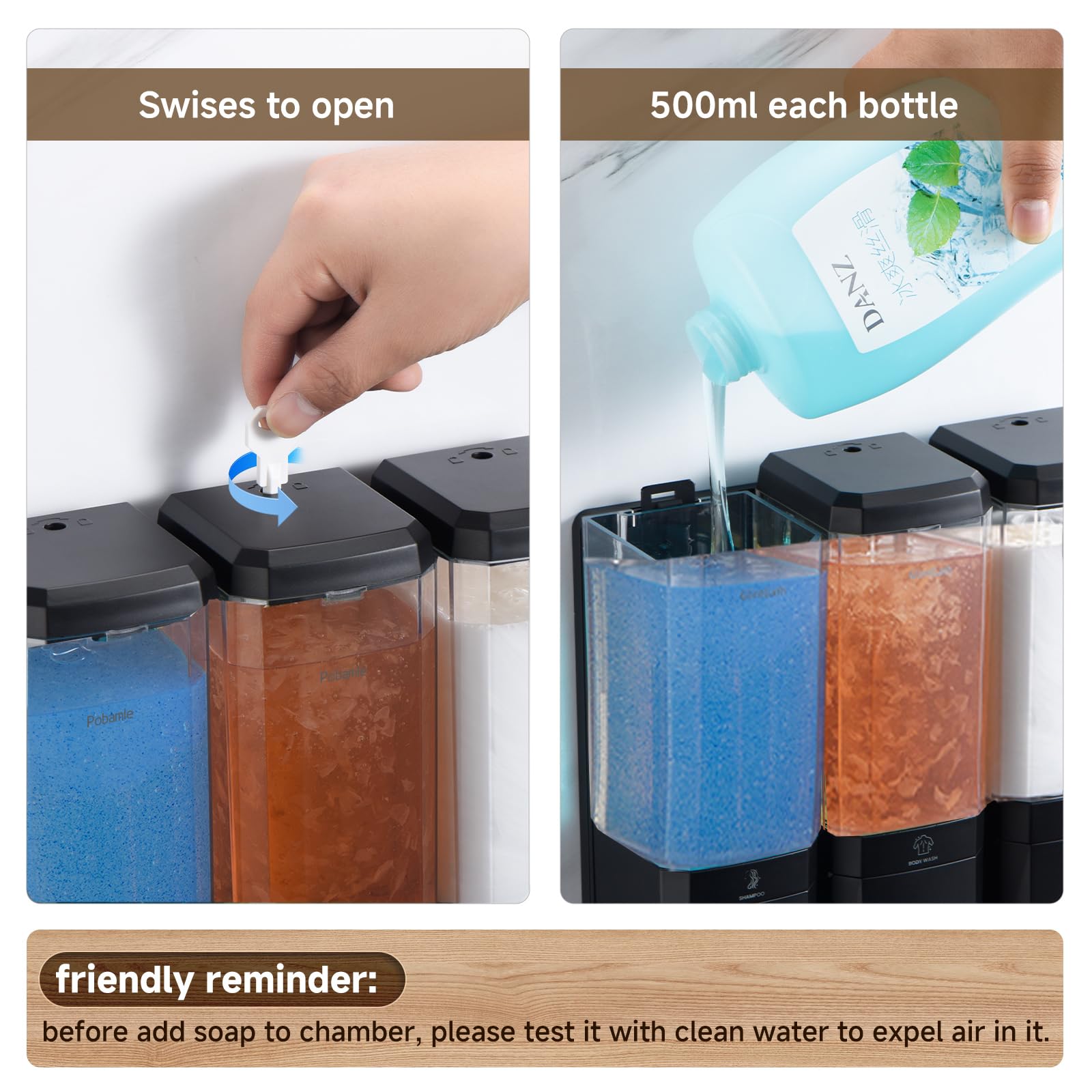Jolof Store Wall Mounted Shower Soap Dispenser | 3-Chamber No-Drill ABS