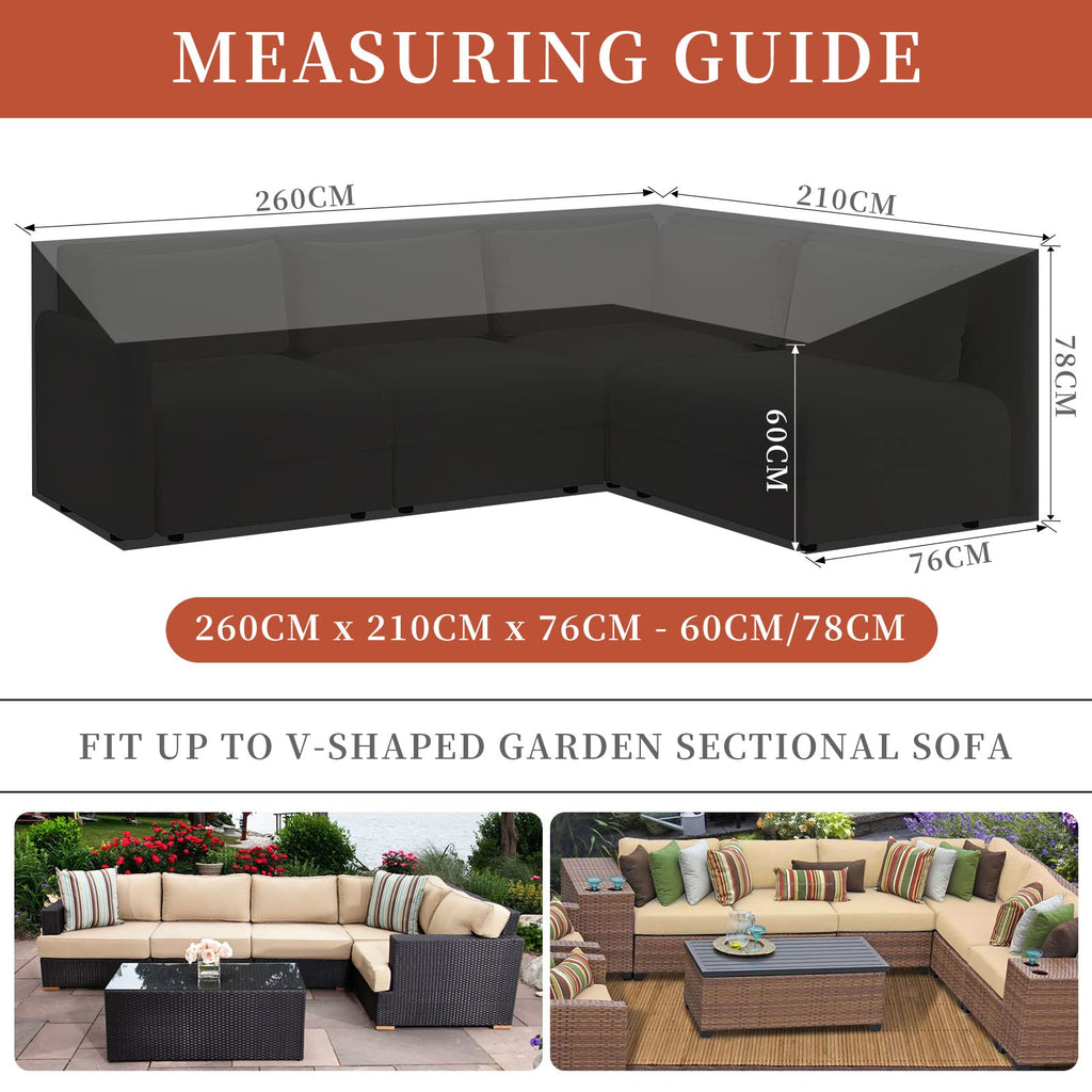RICHIE L-Shape Garden Furniture Cover – Waterproof 420D Oxford Rattan Sofa