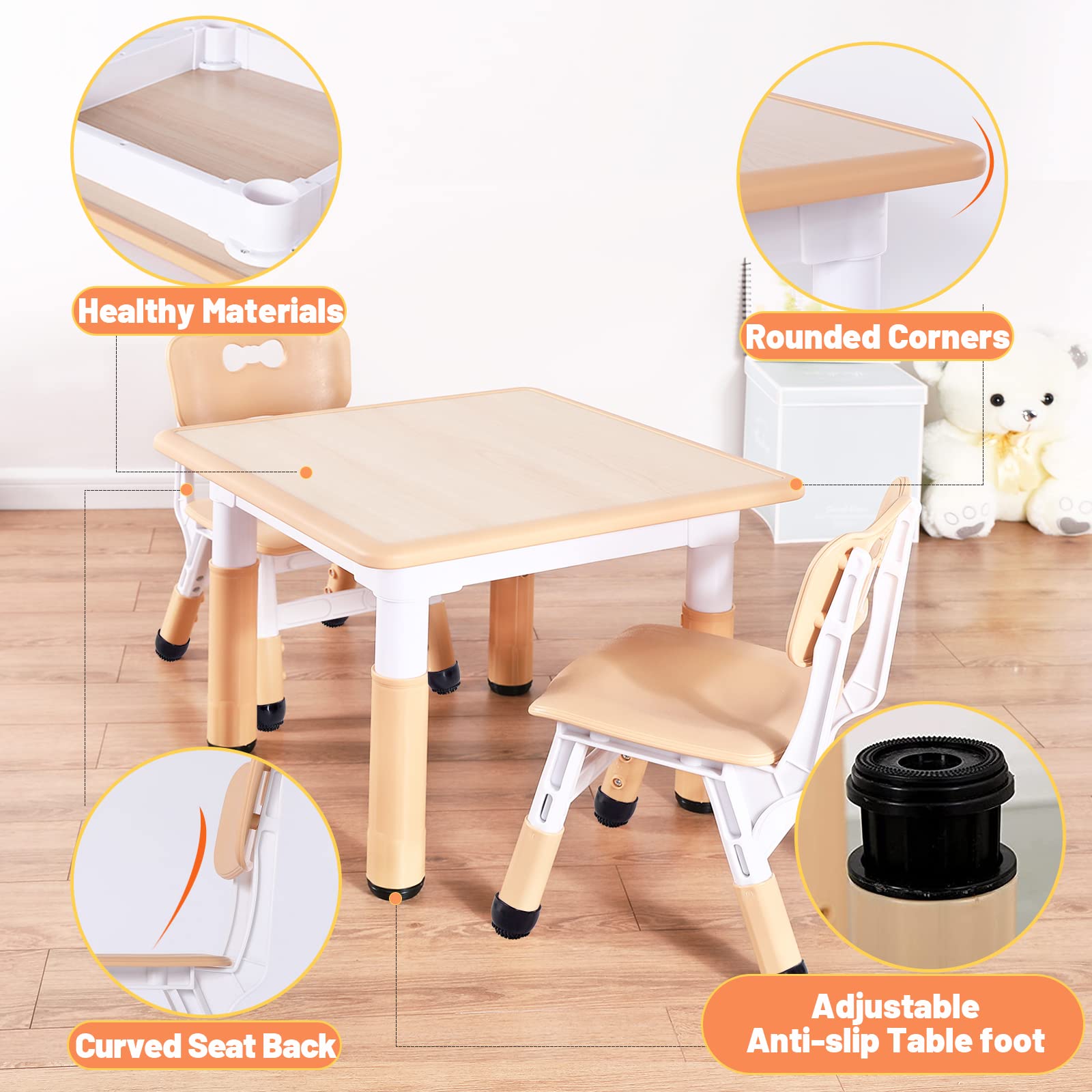 FUNLIO Kids Table and Chair Set | Height Adjustable Toddler Arts & Crafts