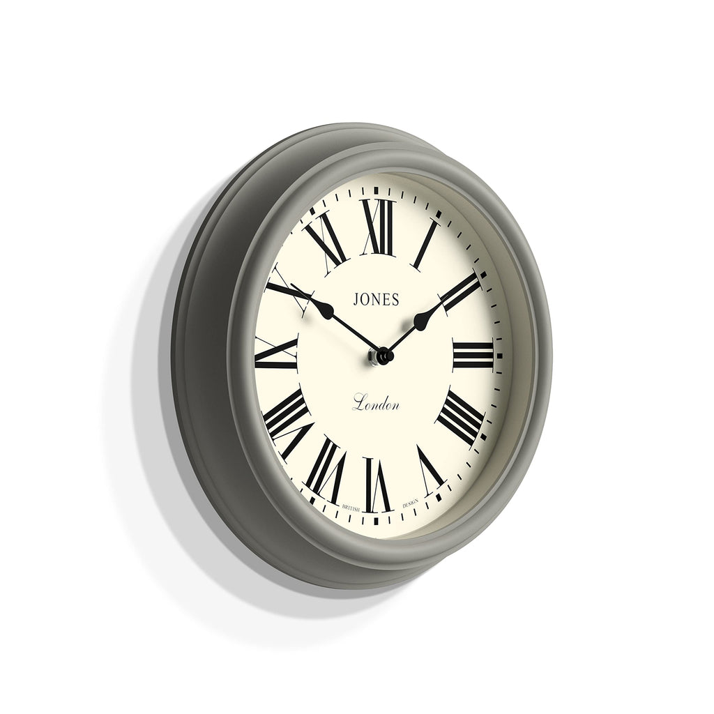 Jones Clocks Venetian Wall Clock | 30cm Grey Round Roman Numeral Clock