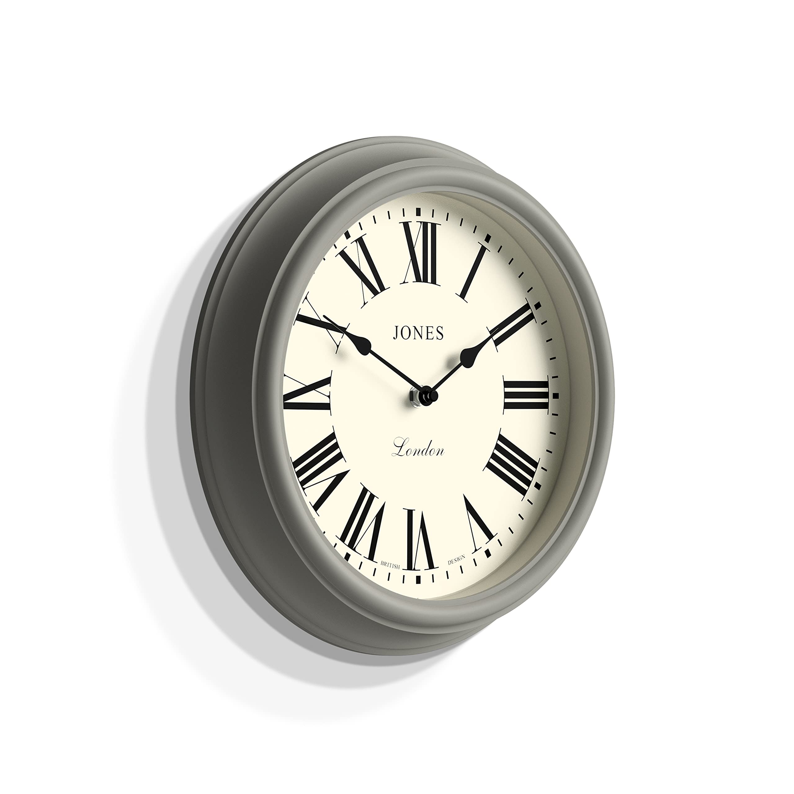 Jones Clocks Venetian Wall Clock | 30cm Grey Round Roman Numeral Clock