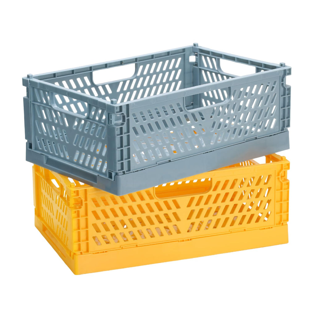 PIANKEKE 2 Pcs Collapsible Storage Box, Plastic Stackable Folding Storage CratesStorage Baskets - image 1