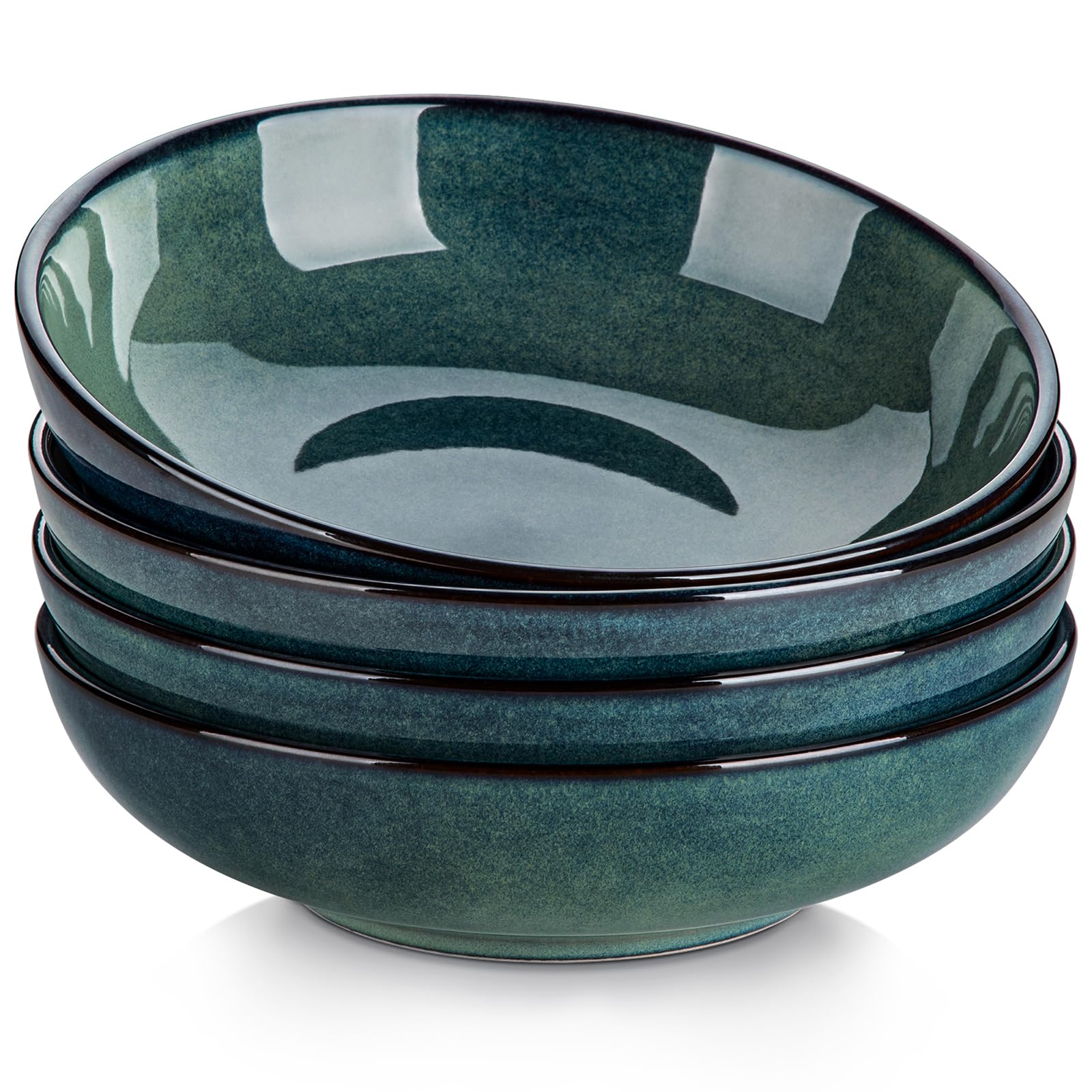 vancasso Stern 38 oz Ceramic Pasta Bowl Set of 4 – Green Serving Bowls