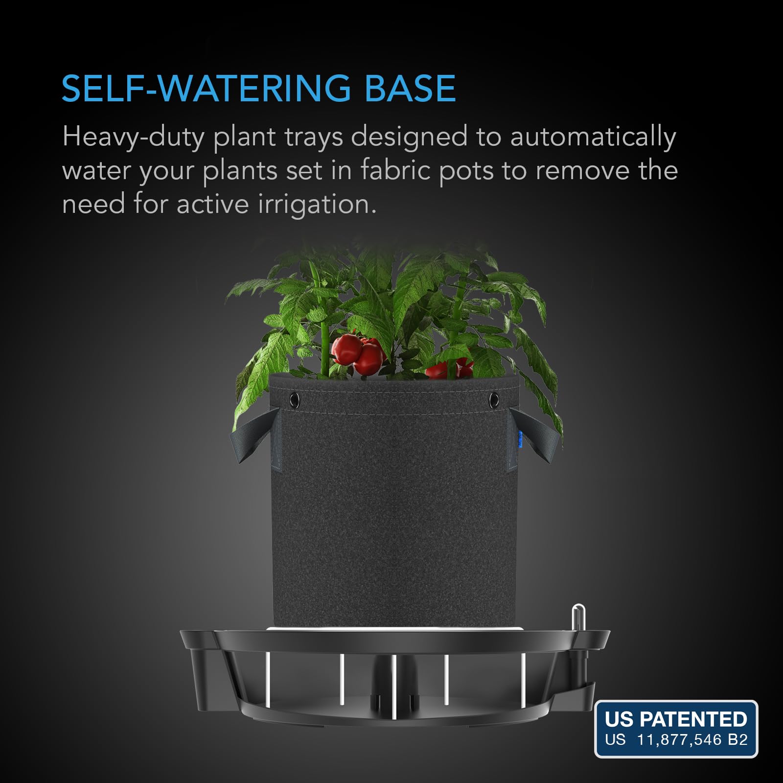 AC Infinity Self-Watering Fabric Pot Base | 4-Pack Auto-Irrigation System