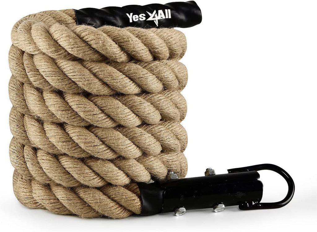 Yes4All Gym Climbing Rope | 38mm Sisal Rope with Carabiner for CrossFit