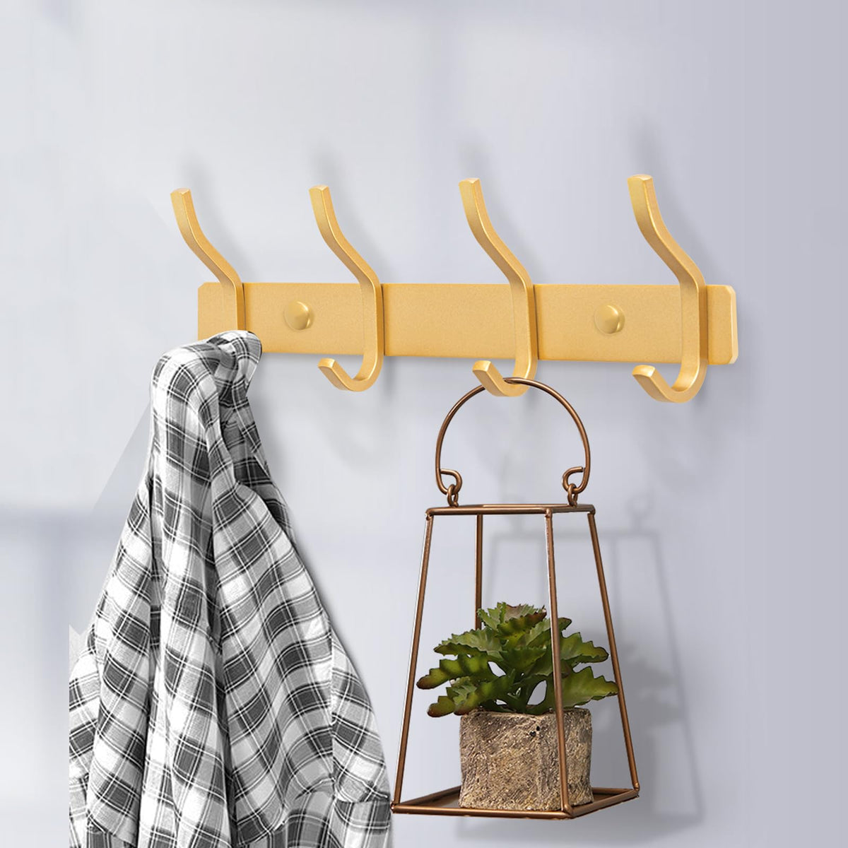 MEIJO Coat Hooks Wall Mounted, Coat Rack Wall Mounted Stainless Steel with 4 Hooks Heavy Duty Coat Hooks for Door, Bedroom, Bathroom, Kitchen