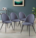Hallowood Cullompton Dining Chairs Set of 4 – Grey Fabric & Metal Legs