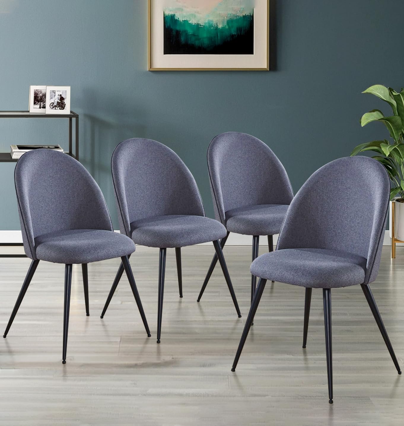 Hallowood Cullompton Dining Chairs Set of 4 – Grey Fabric & Metal Legs