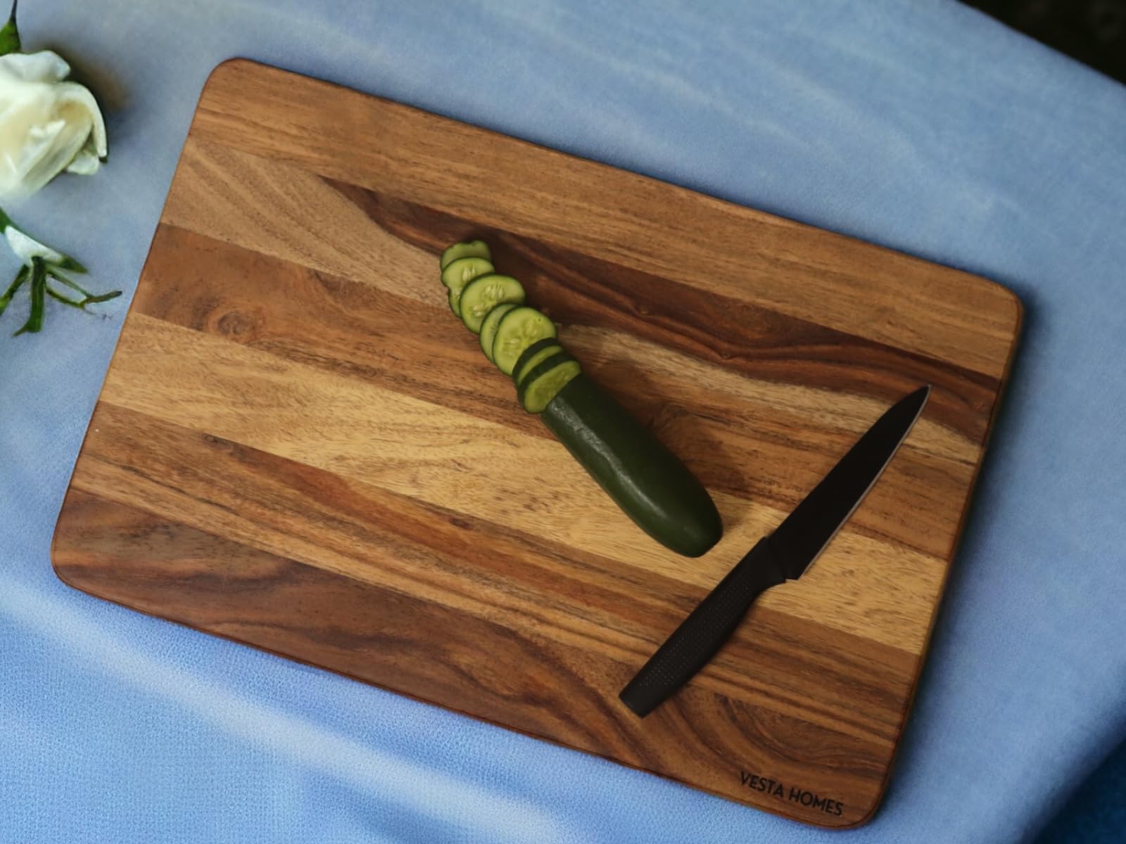Vesta Homes Extra Large Acacia Wood Cutting Board | 18x12 Serving Block