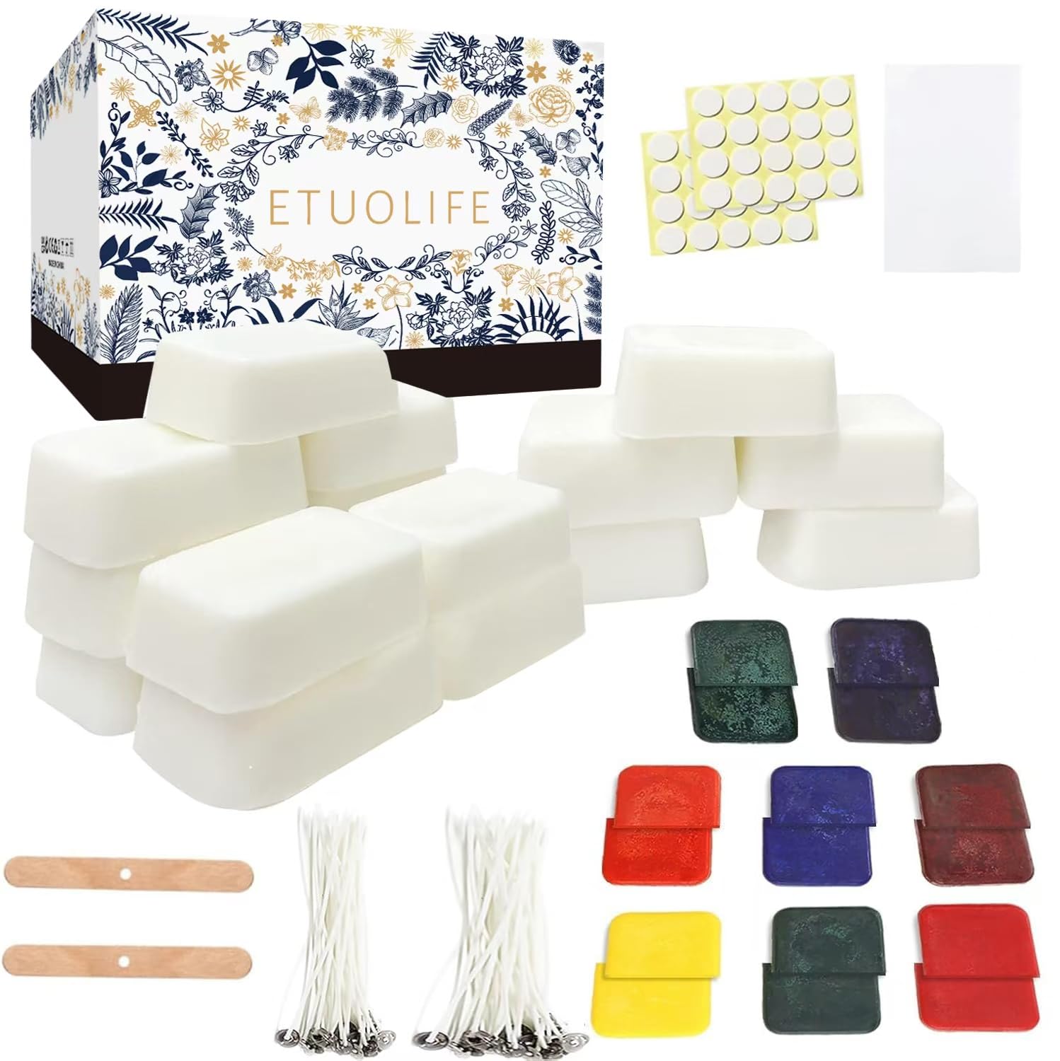ETUOLIFE Soy Wax Candle Making Kit – 960g Natural Wax with Dyes and Wicks