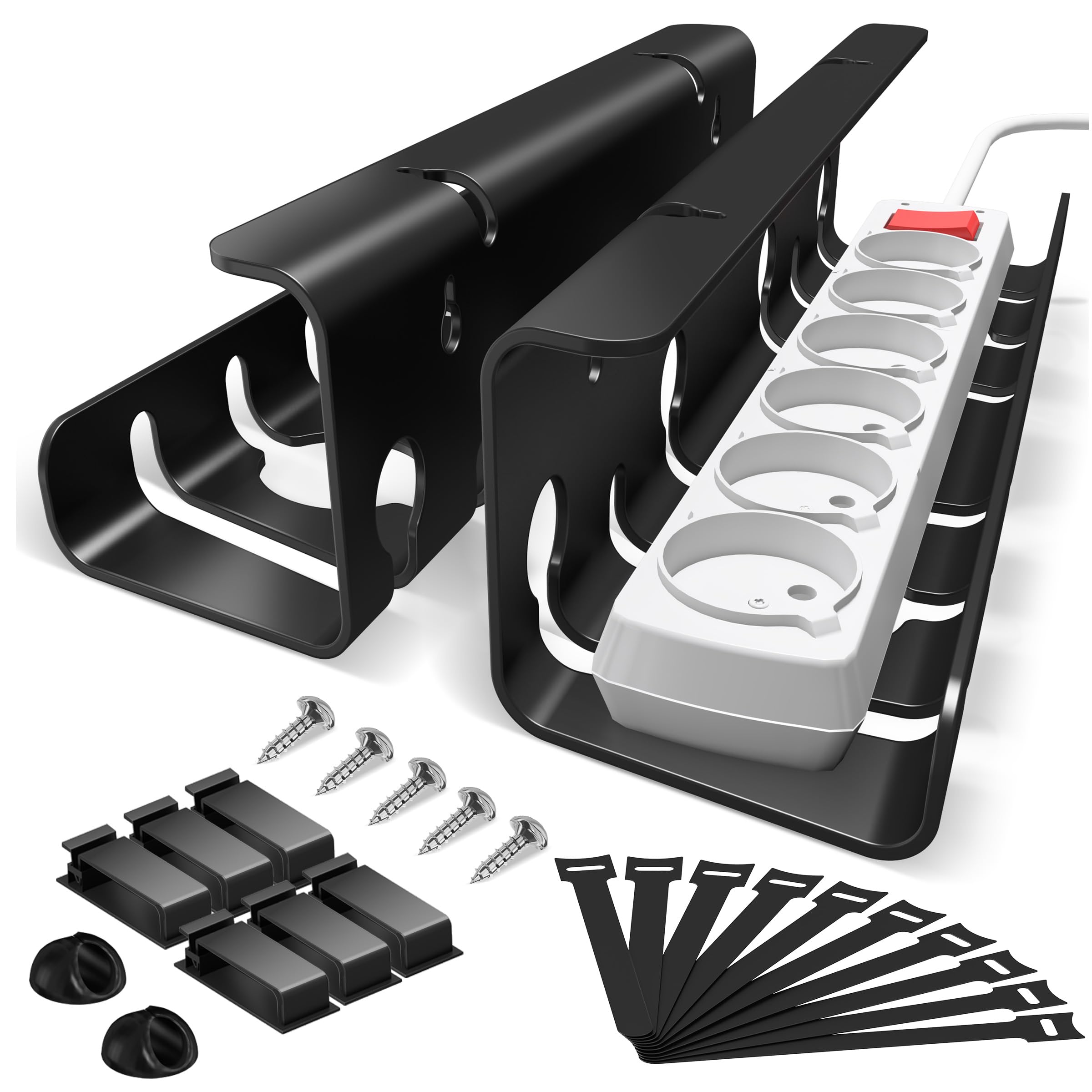 Jolof Store 2-Pack Under Desk Cable Management Tray | Metal Mesh Clamp
