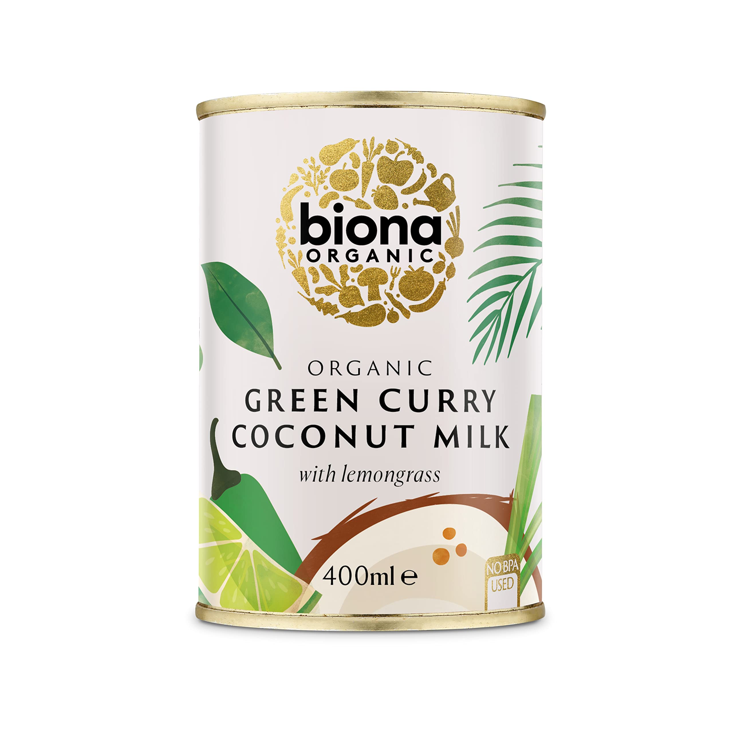 Biona Organic Green Curry Coconut Milk – Vegan & Dairy Free – 400ml (6 Pack)