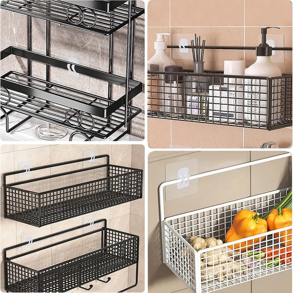 WOLMIK Shower Caddy Adhesive Replacement - 6 PCS Corner Shower Caddy Adhesive Sticker Hooks with Scraper - image 3