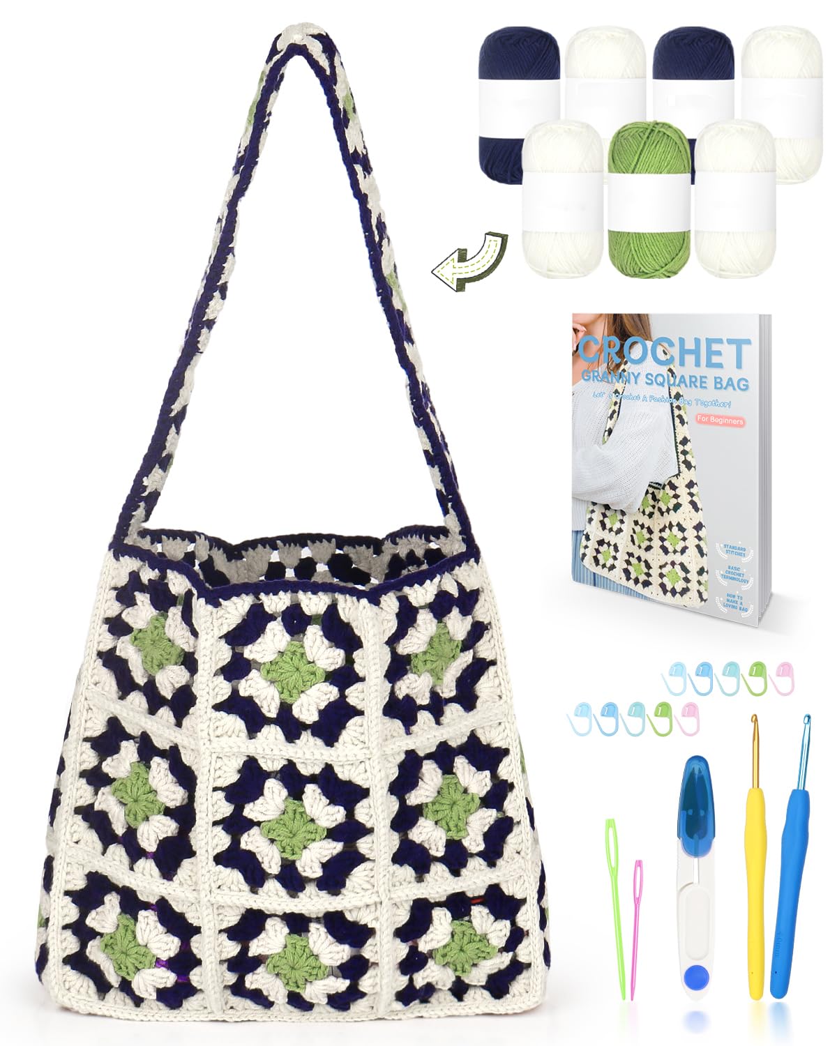 Reessy Granny Square Crochet Bag Kit for Beginners | DIY Tote Bag Set