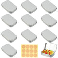 RVLZKCPG Pack of 10 Silver Rectangular Metal Tins with Lid, Portable, Water Resistant, Industrial Style Storage Box, 9.5 x 6 x 2.1 cm