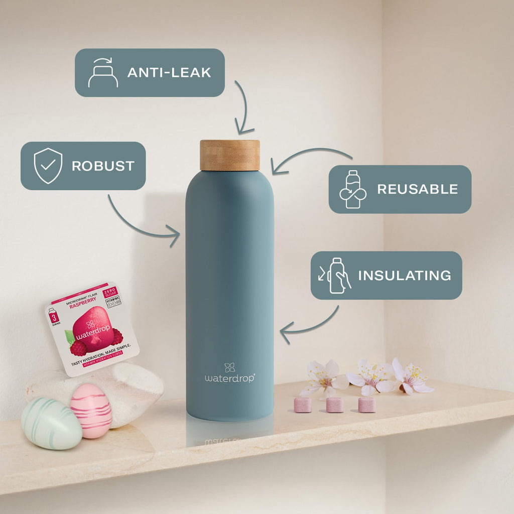 Waterdrop Easter Gift Set - 600ml Stainless Steel Bottle & 18 Microdrinks