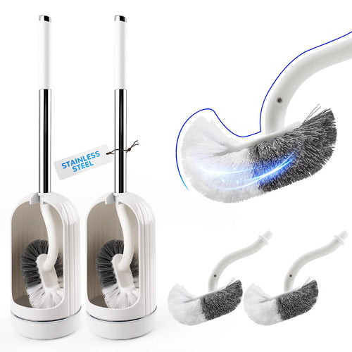 Jolof Store 2-Pack Curved Toilet Brush and Holder Set with 2 Refills