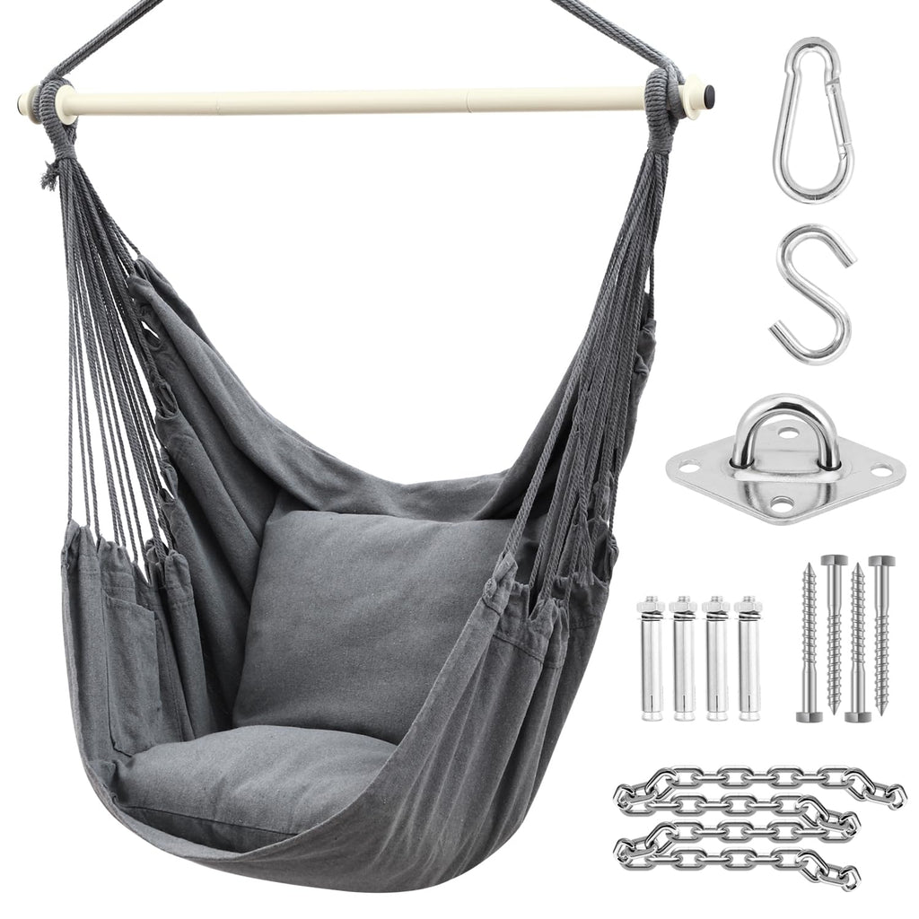Ohuhu XL Hanging Hammock Chair with 2 Cushions & Hardware - Jolof Store