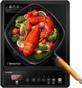 AMZCHEF Single Portable Induction Hob | 2000W Black Frosted Glass Cooker