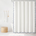 Lush Decor Scallop Edge Linen Textured Shower Curtain - Navy/White - 72x72