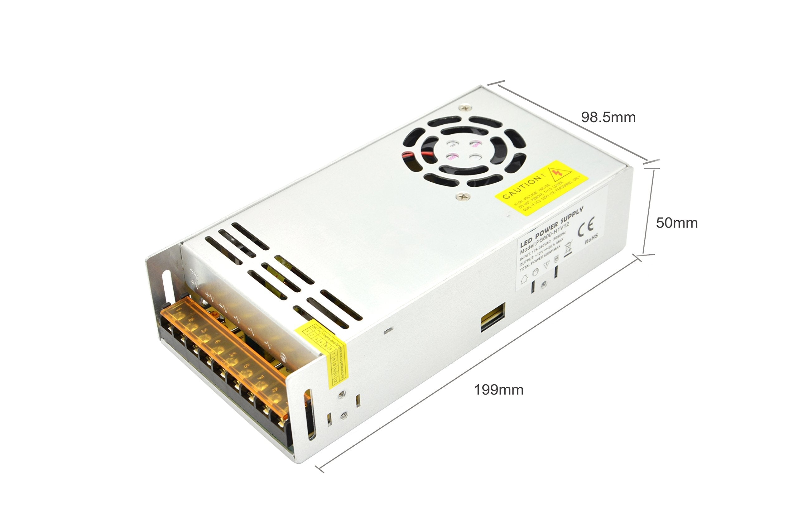 Dapenk 12V 600W LED Driver Power Supply Transformer – 50A DC Adapter