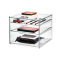 iDesign Sarah Tanno 3-Drawer Makeup Organiser | Clear & Matte White