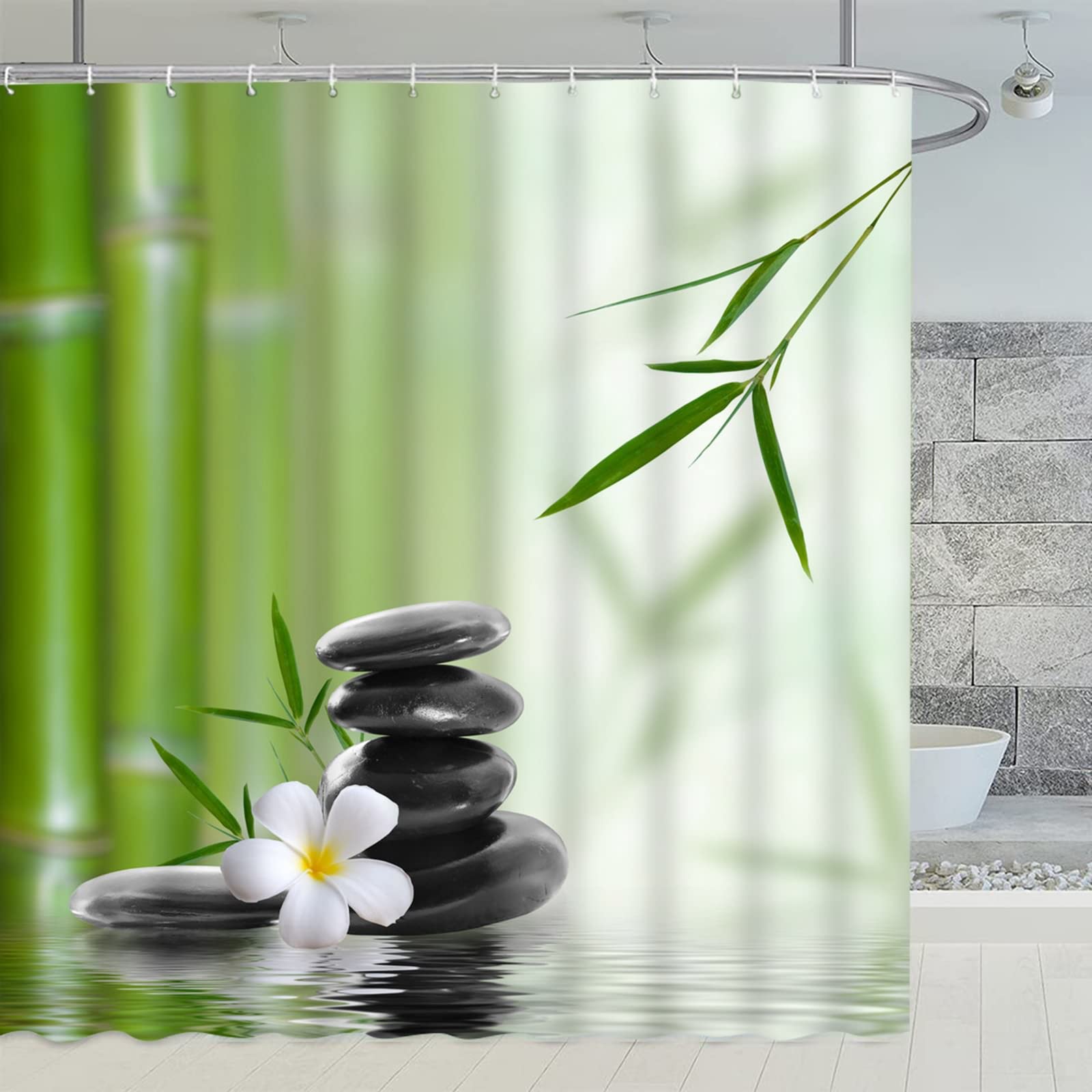 Aeici Zen Floral Shower Curtain | Waterproof Polyester Bath Decor – 35x70"