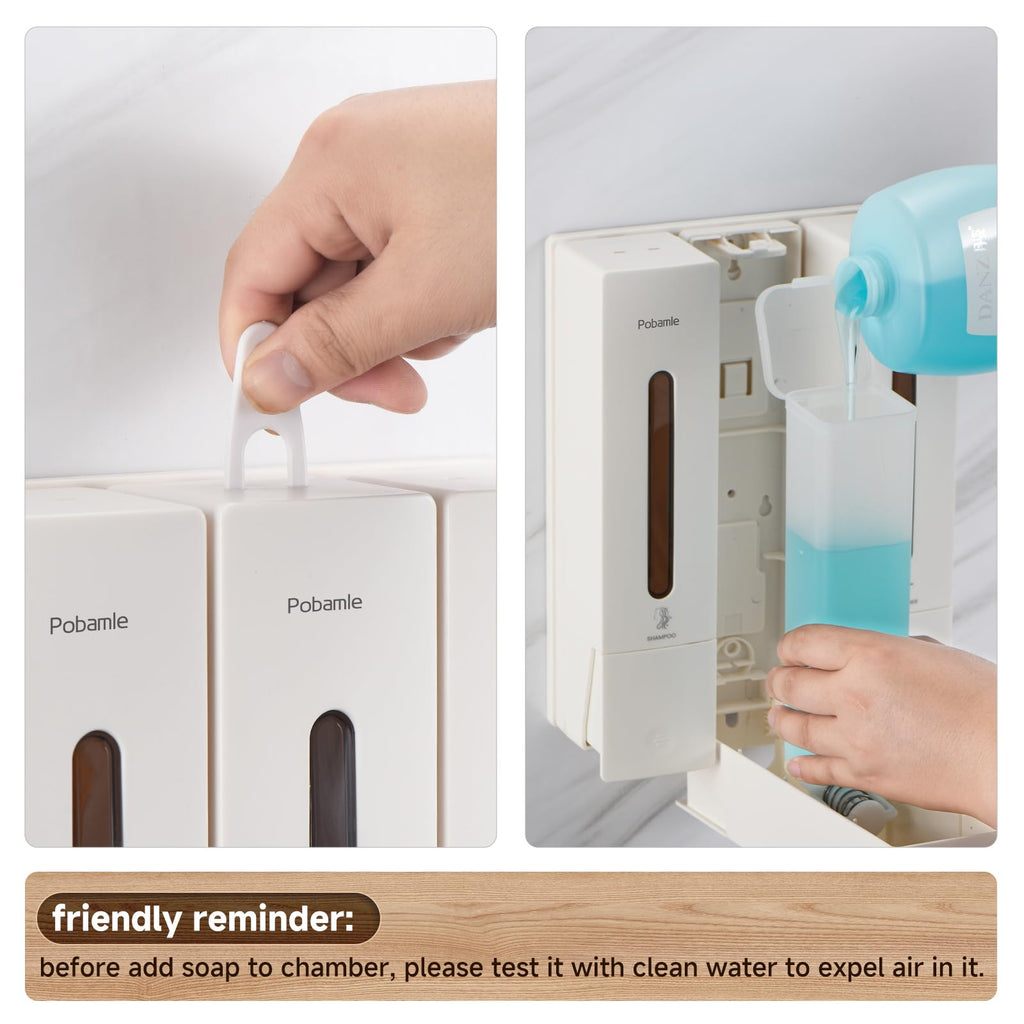 3-Chamber Wall Mounted Shower Soap Dispenser – 400ml White