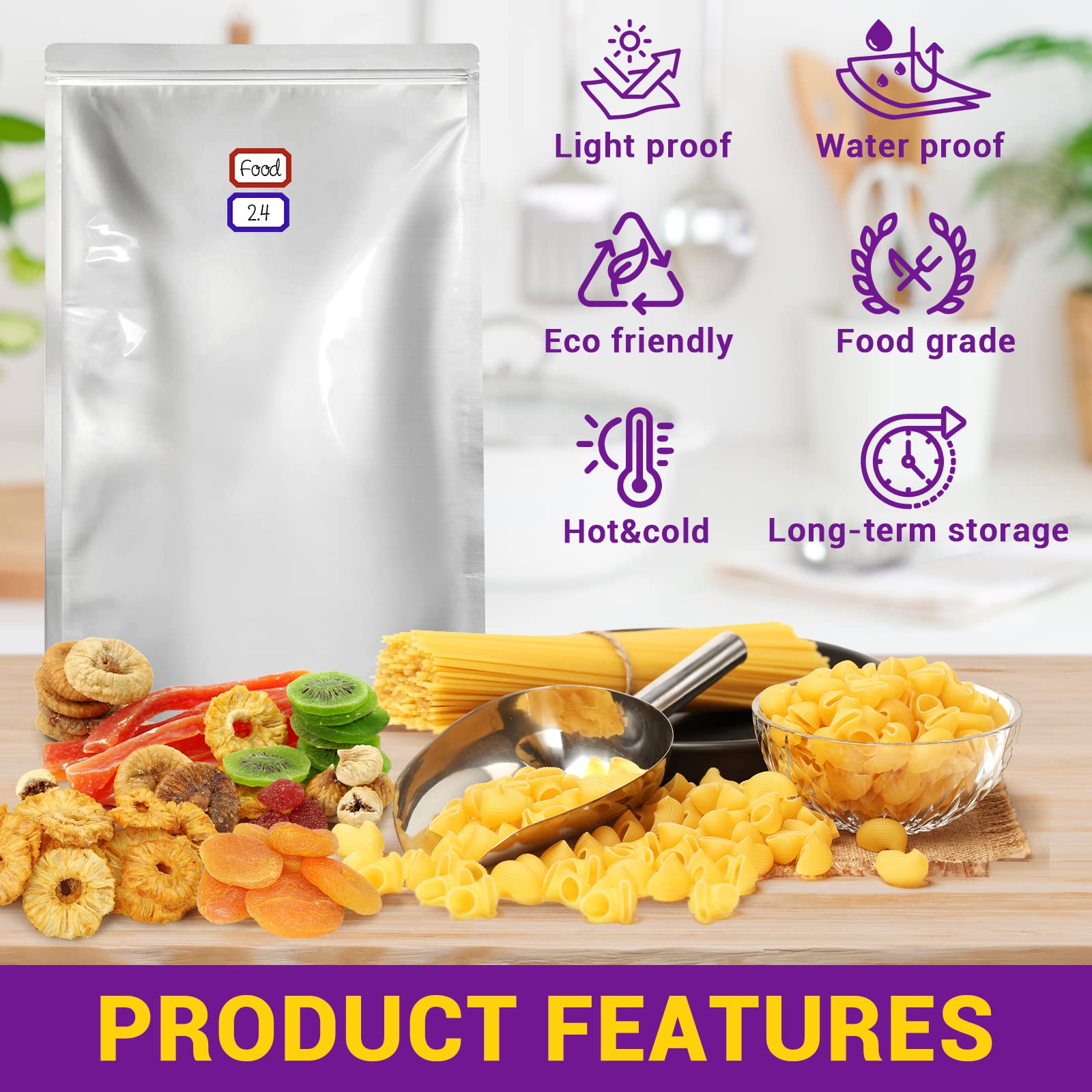 Midukit 5 Gallon Mylar Bags for Food Storage with Oxygen Absorbers – 15 Pack