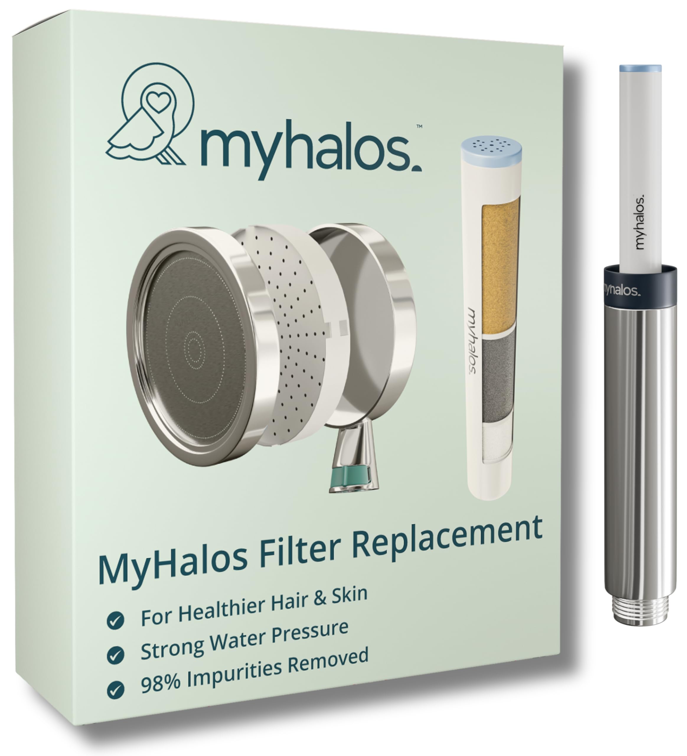 MyHalos Handheld Filtered Shower Head – High Pressure Hard Water Softener