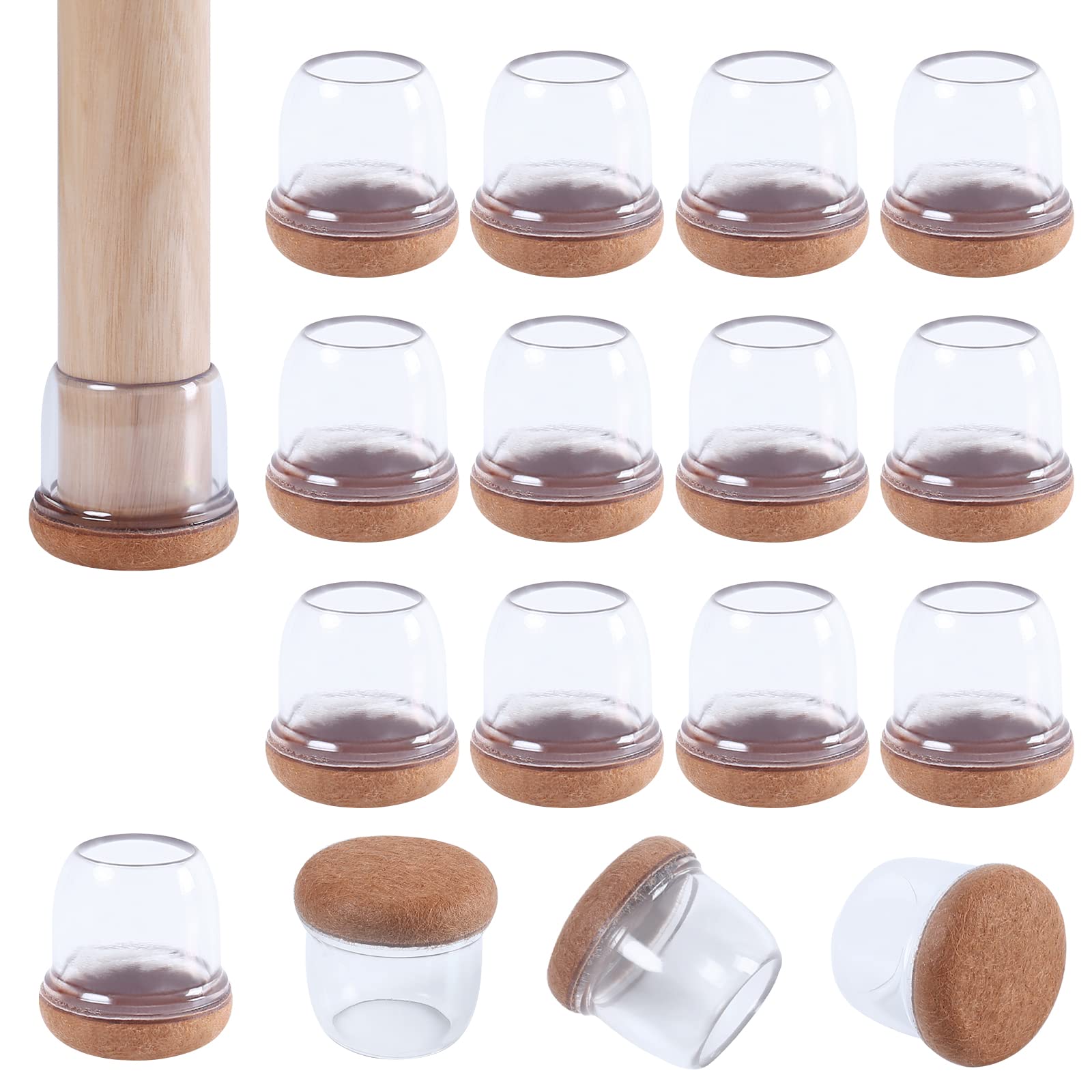 Jolof Store Silicone Chair Leg Floor Protectors with Felt - 16PCS