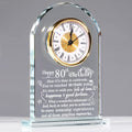 Jolof Store 80th Birthday Glass Keepsake Clock – Milestone Gift for Women