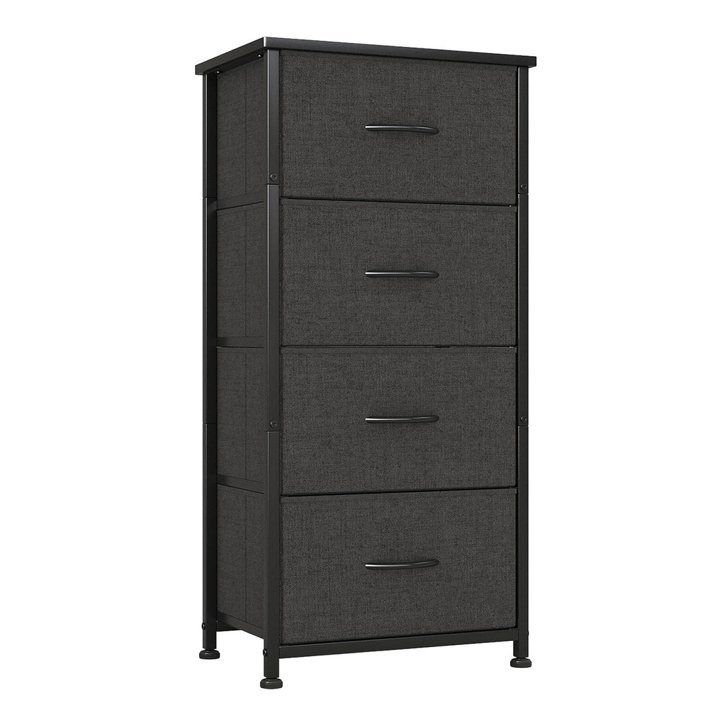 4-Drawer Tall Dresser – Black Chest with Curved Edges