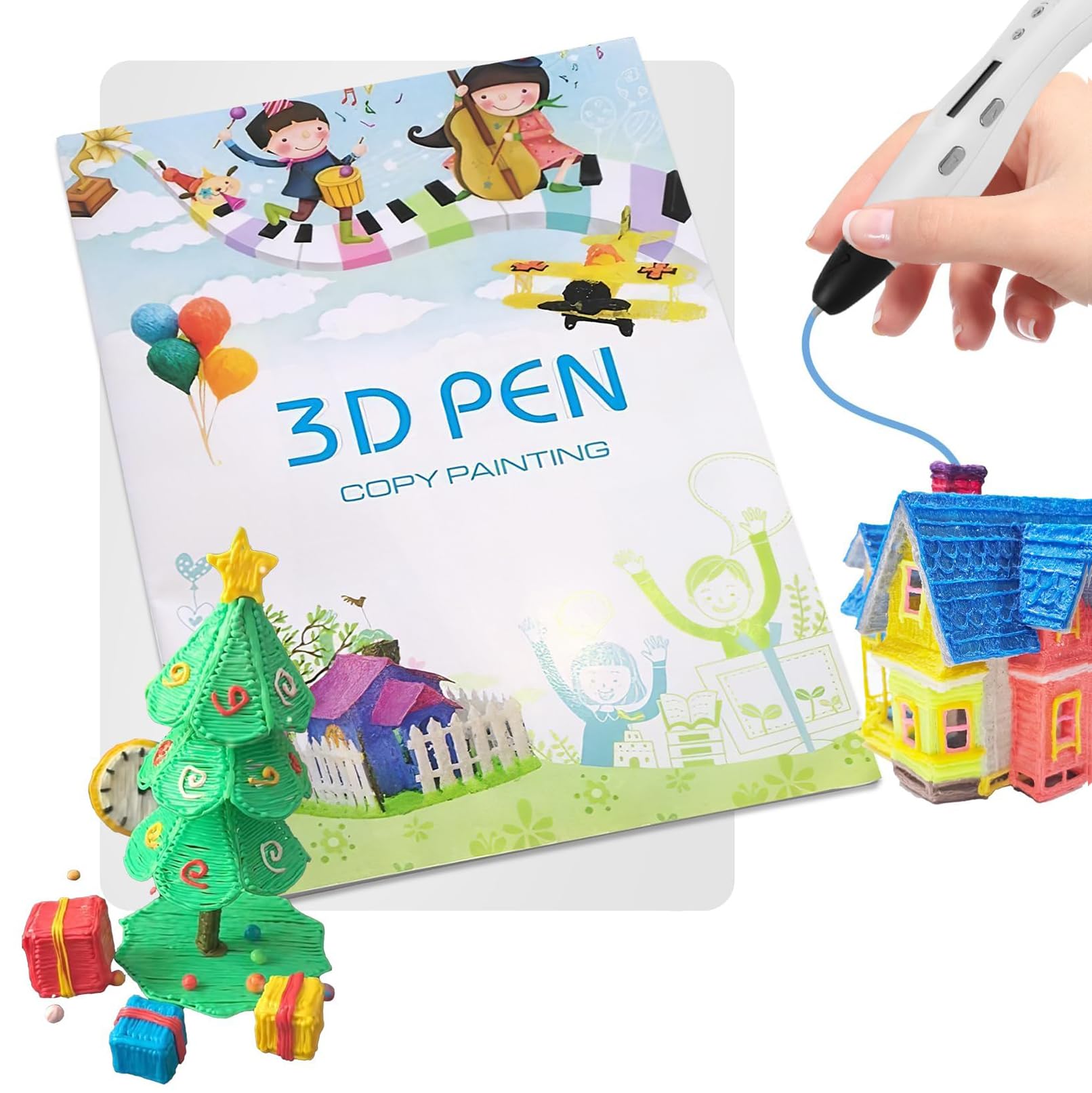 Jolof Store 3D Pen Drawing Book – 40 Reusable Patterns & Tracing Plate