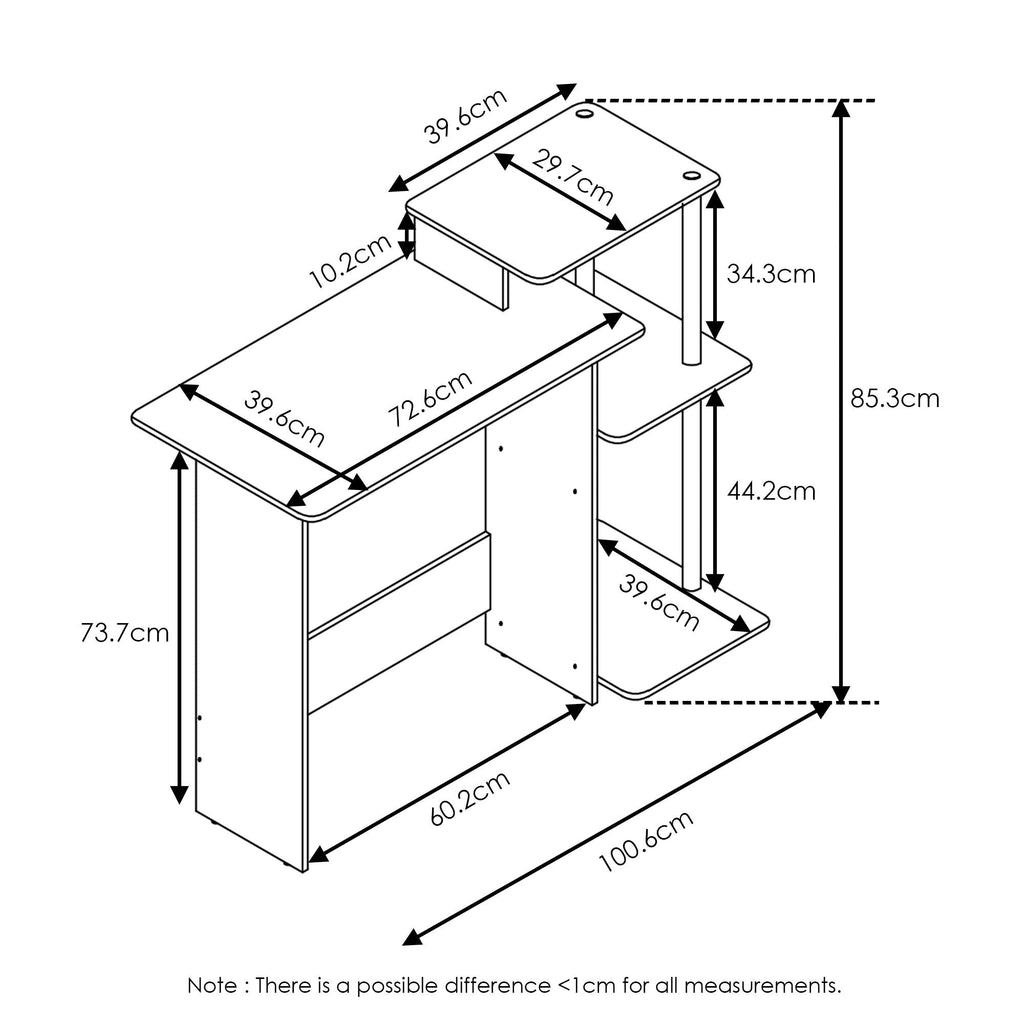 Furinno Efficient Compact Computer Desk | Home Office Writing Table