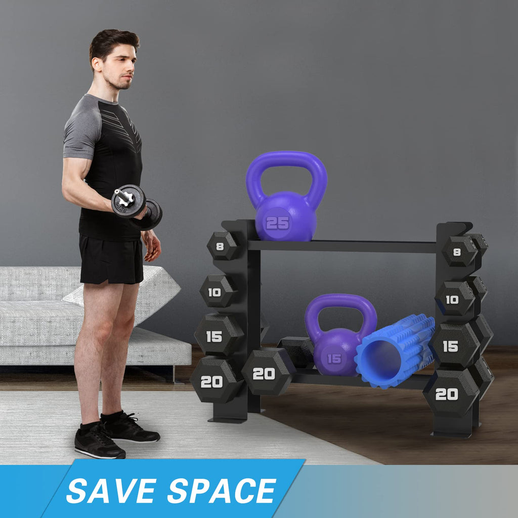 WINNOW Dumbbell Rack – 2-Tier Heavy Duty Steel Weight Storage Holder