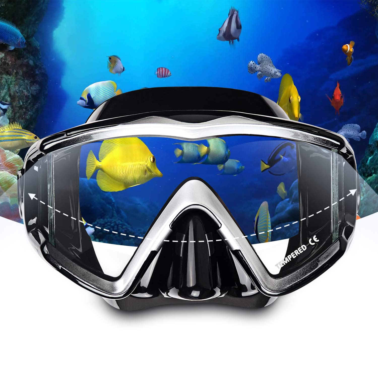 Panoramic Scuba Diving Mask – Tempered Glass Anti-Fog Goggles