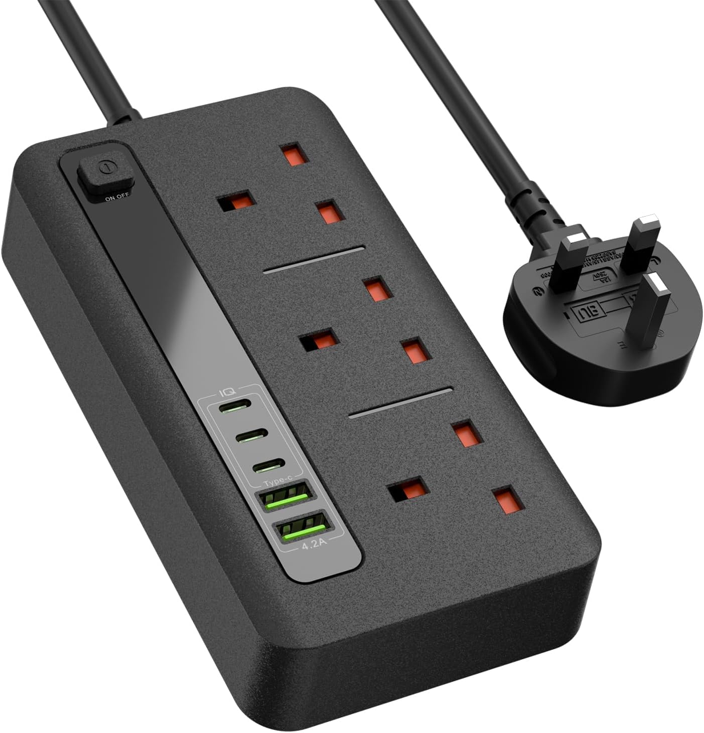 3-Way Power Strip – Surge Protected Extension Lead with USB-C