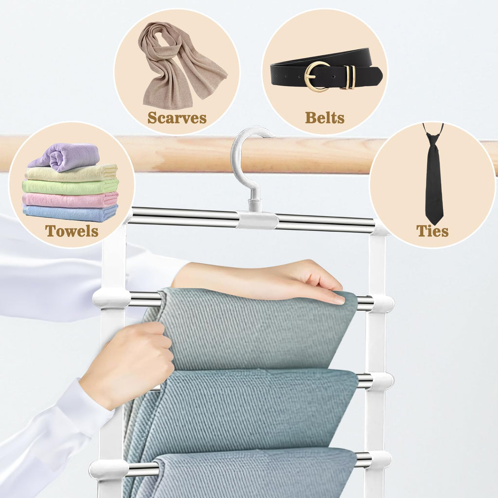 Yilnlg 2 Pack Trouser Hangers, 360°Rotatable Space Saving Metal Hanger - image 4