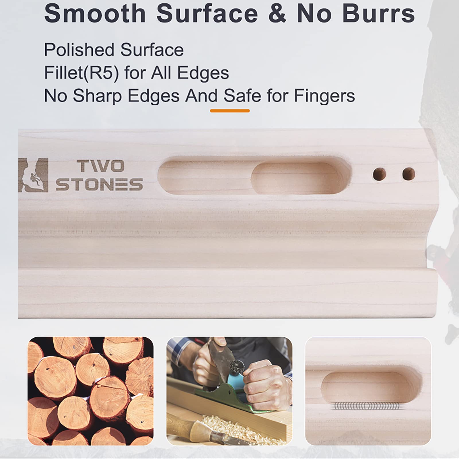 Two Stones Portable Wooden Climbing Hangboard | Finger Strength Trainer
