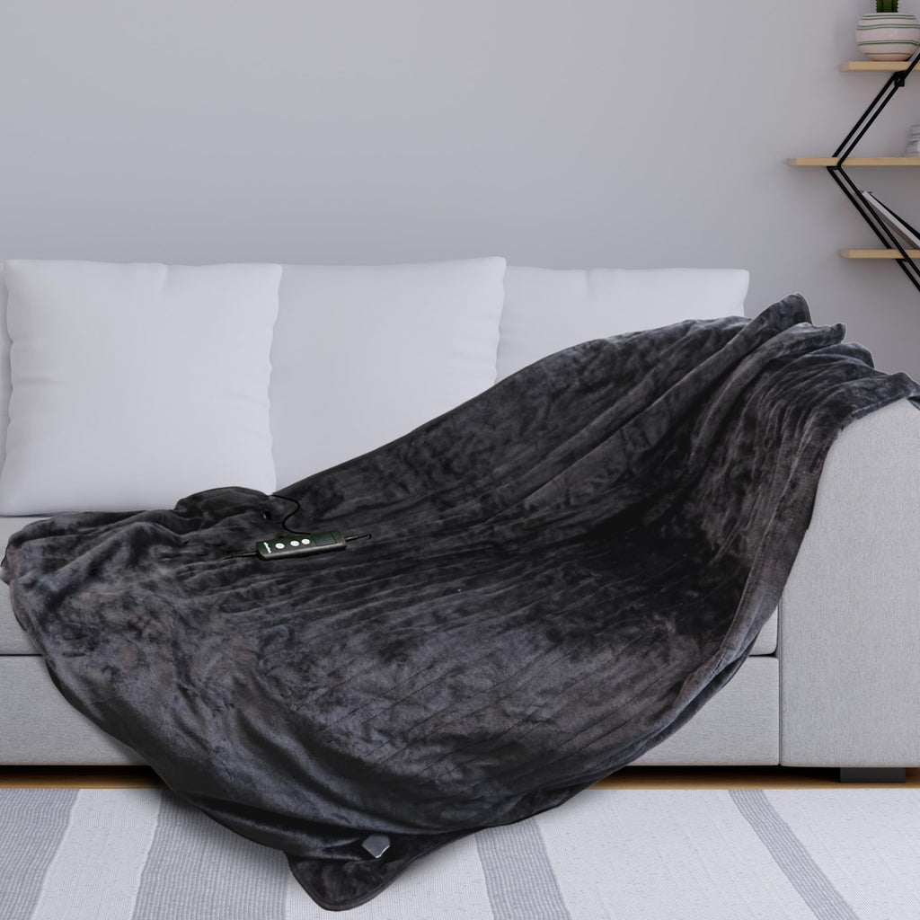 Schallen Heated Electric Throw Blanket - Waffle Fleece with 10 Heat Settings