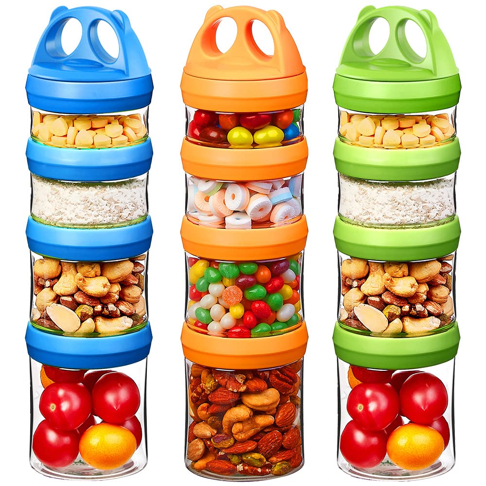 SELEWARE Stackable Snack Containers | 4-Piece Airtight Leak-Proof Jars