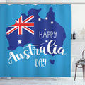 ABAKUHAUS Australian Party Fabric Shower Curtain – Waterproof Blue Decor